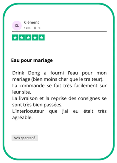 Avis client Drink Dong publié sur Trustpilot en juin